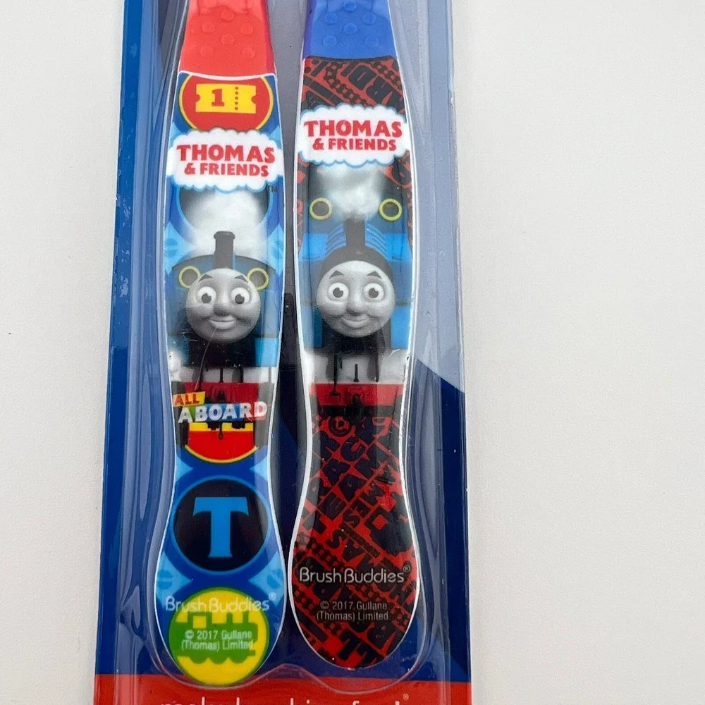 Thomas & Friends Kids Toothbrush 2 Pack Brush Buddies Red Blue Soft Bristles NIP